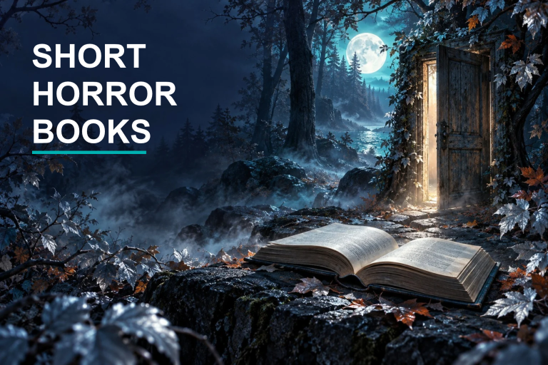 Original woodland illustration with Short Horror Books headline